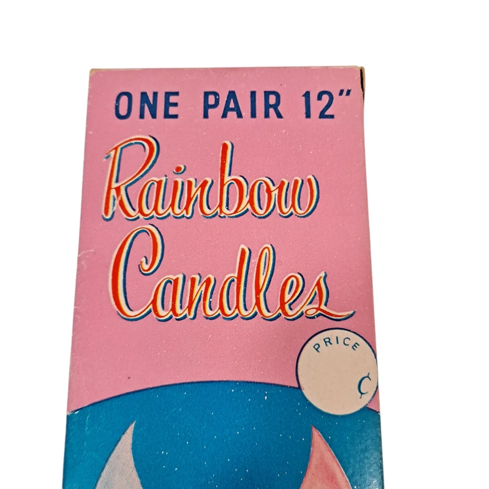 Vintage Yuletide Rainbow Candles Drip Multicolor Wax Taper Candles 12